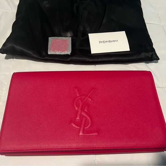 YSL Calfskin Monogram Large Belle De Jour Clutch - Picture 7 of 11